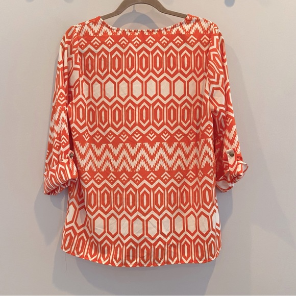 ANTHROPOLOGIE | EVERLY Printed Tunic Top Coral Large - Picture 2 of 6